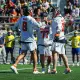 Syracuse Men's Lacrosse players celebrate after a goal against Delaware